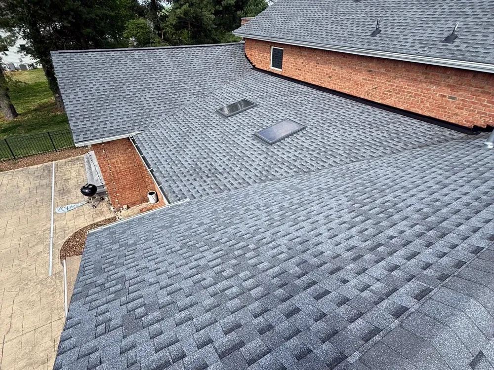 Freshly installed shingle roof, close detail